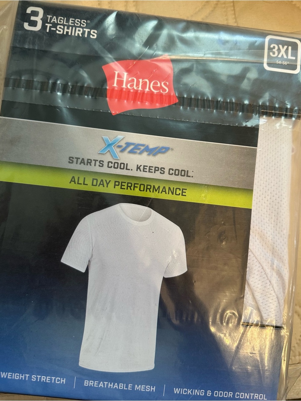 Hanes White X-Temp Men's Short Sleeve Crew T-Shirt - 3XL